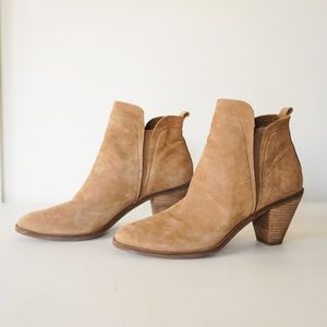 Lucky Brand Tan Suede Jana Heeled Booties | Great Condition!